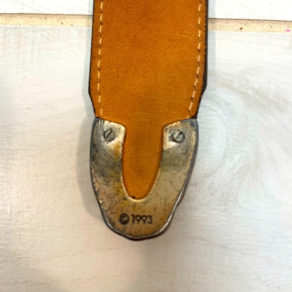 Vintage Brown Leather Belt With Ornate Silver Detail 1993 - Picture 8 of 8